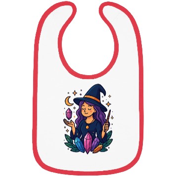 Discover Mystical Crystal Witch Illustration Bibs
