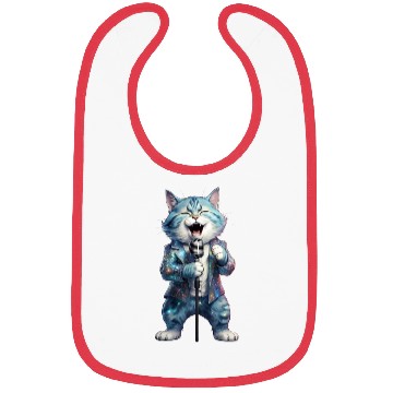Discover Blue Fluffy Cat Singer Bibs