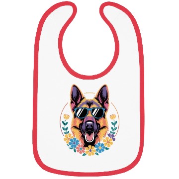 Discover Trendy German Shepherd in Floral Style Bibs