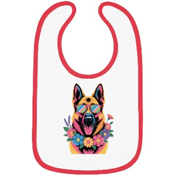 Discover Cool German Shepherd in Neon Shades Bibs
