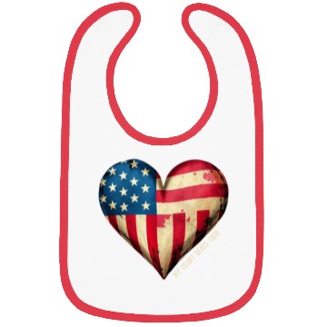Discover My Heart Beats True American Flag Bibs
