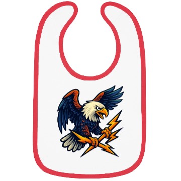 Discover Bald Eagle with Lightning Bolts Bibs Design