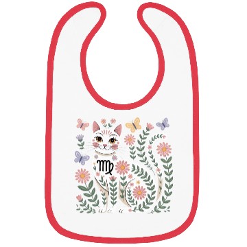 Discover Virgo Zodiac Cat with Daisies Bibs