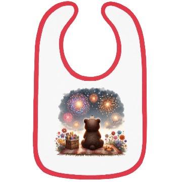 Discover Fireworks Picnic Bear – Night Sky Celebration View Bibs