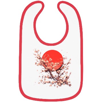 Discover Floral Japanese Nature Scene Bibs