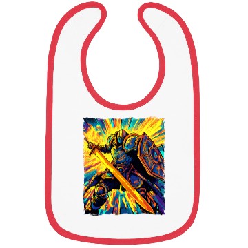 Discover Epic Fantasy Knight In Vibrant Battle Energy Art Bibs