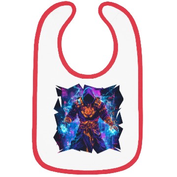 Discover Bright Magician With Energy Aura In Neon Colors Bibs