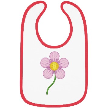 Discover Cute Pink Embroidered Flower Illustration Bibs