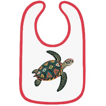 Discover Sea Turtle Geometric Pattern Shell Bibs