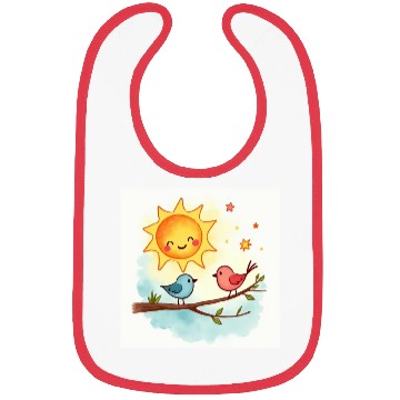Discover Cheerful Sun and Heart Illustration Bibs