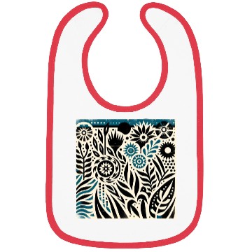 Discover Teal & Black Floral Pattern Bibs