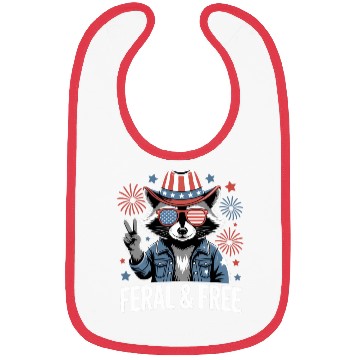 Discover Feral And Free Patriotic Raccoon Bibs