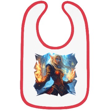 Discover Fire Elf Sorceress with Blazing Spell Power Bibs