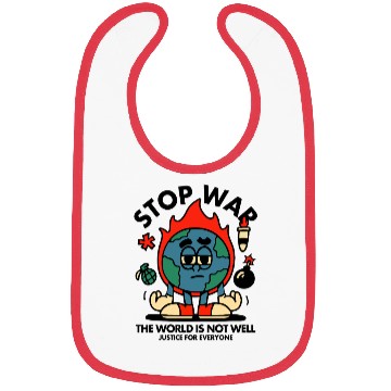 Discover Stop War – Sad Earth Anti-War Cartoon Bibs