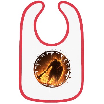 Discover Fire Armored Warrior with Burning Shield and Axe Bibs