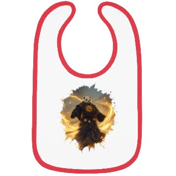 Discover Mystical Panda Monk with Golden Energy Flow Aura Bibs