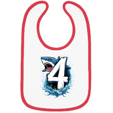 Discover Shark Children Birthday with Number 4 Splash Bibs