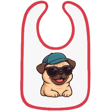 Discover Cool pug with sunglasses summer joy cartoon Bibs