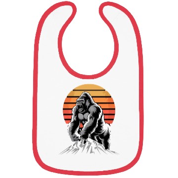 Discover Mighty Gorilla Roaring on Mountain Sunset Bibs