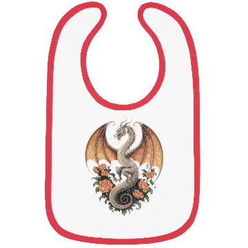 Discover Majestic Dragon with Roses Fantasy Design Bibs