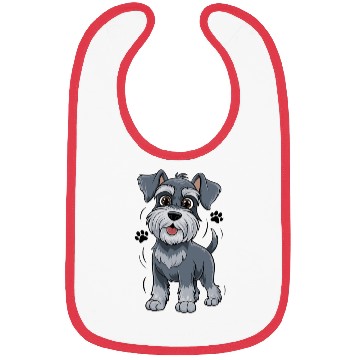 Discover Adorable Schnauzer Pup Illustration With Big Eyes Bibs