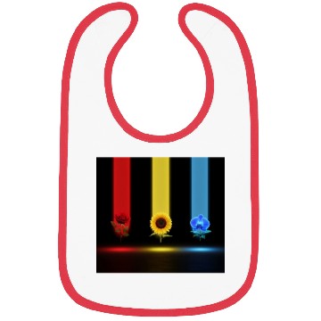 Discover Three Glowing Blooms: Rose, Sunflower, and Orchid Bibs