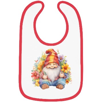 Discover Red Hat Gnome with Flowers Bibs
