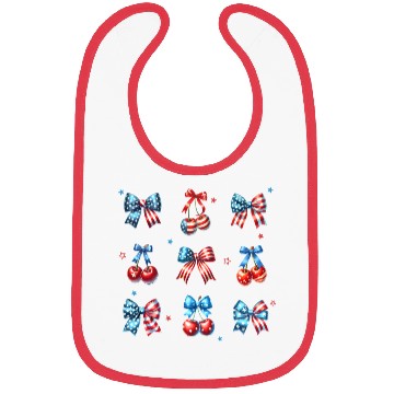 Discover America Cherry Bow 4th of July Bibs