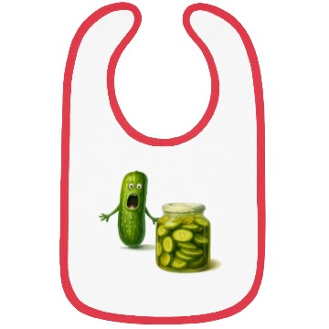 Discover Funny Pickle Cartoon Cute Dill Pickle Jar Reaction Bibs