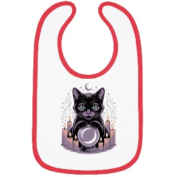 Discover Witchy Cat with Crystal Ball and Candles Bibs