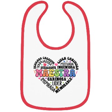 Discover Teacher Maestra Spanish Teacher Heart Bibs