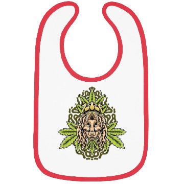Discover handdrawn lion marijuana leaf with old school t Bibs
