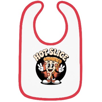 Discover Hot Slice Pizza Retro Cartoon Bibs