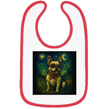 Discover Starry Night Dog Funny Art Style Retro Glasses Pet Bibs