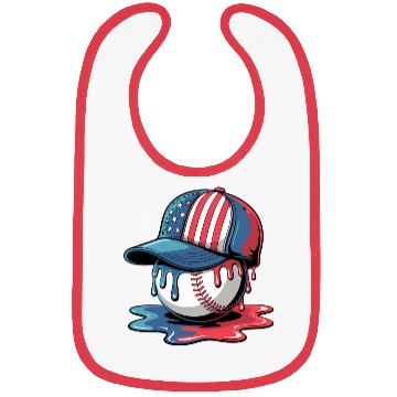 Discover Patriotic Baseball Dripping Flag Hat Bibs