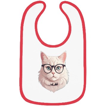 Discover Nerdy cat with large glasses Bibs