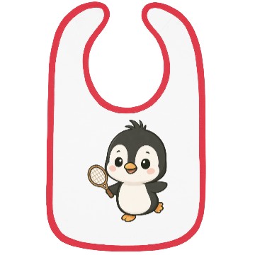 Discover Cute penguin tennis player cartoon chibi sport Bibs