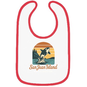 Discover San Juan Island Washington Orca Whale Retro Sunset Bibs