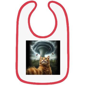 Discover Funny Tornado Cat Selfie Flying Cow Meme Bibs