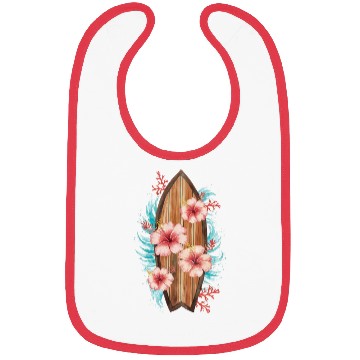 Discover Hawaiian Surfer Surfing Beach Surfboard Hibiscus Bibs