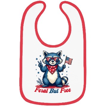 Discover Feral But Free Funny Patriotic Raccoon 4th of july Bibs