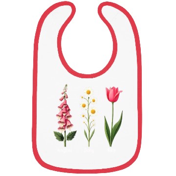 Discover Foxglove Daisy Tulip Vintage Botanical Flowers Bibs