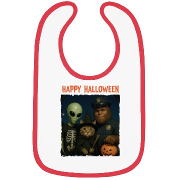 Discover Bigfoot Alien Tabby Cat Funny Halloween Trick or Bibs