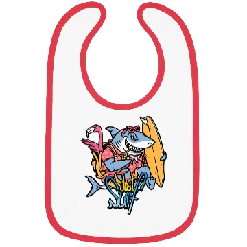 Discover Just Surf – Cool Shark with Surfboard & Flamingo Bibs