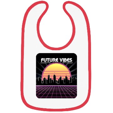 Discover Future Vibes Synthwave Sunset Grid Retro 80s Bibs