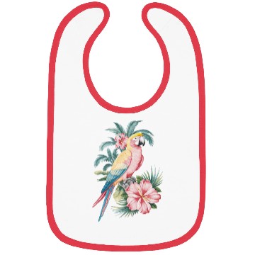 Discover Tropical Parrot and Hibiscus Flowers Bibs