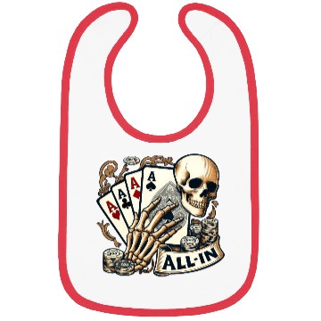 Discover Casino Cards Gambling Skeleton Hand Gothic Bibs