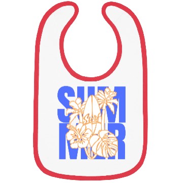 Discover Summer Surfboard & Palm Tree Tropical Design Bibs