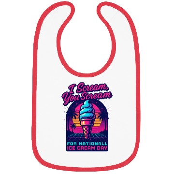 Discover Scream, You Scream National Ice Cream Day Retro Bibs