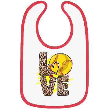 Discover Leopard Print Love Softball Heart Neon Splash Bibs